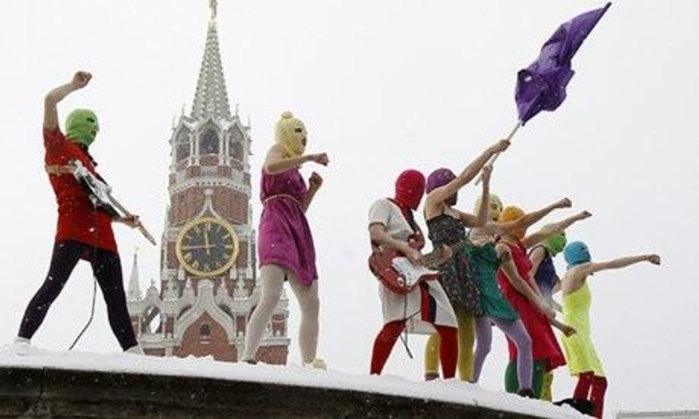 A Pussy Riot protest in Red Square in Moscow January 2012.