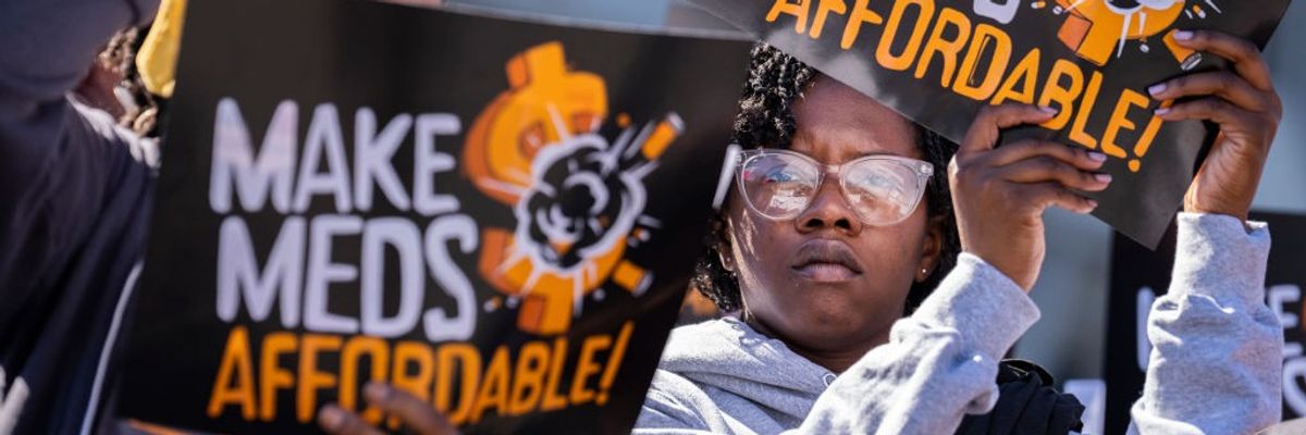 A rally calling for lower drug prices