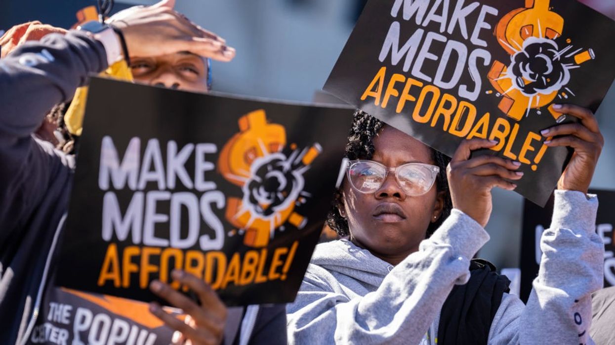 A rally calling for lower drug prices