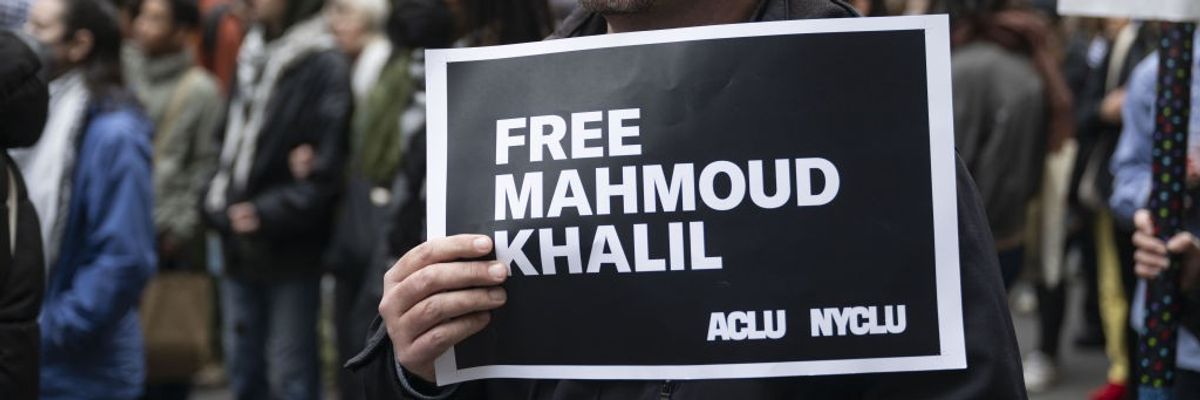 A rally in support of Mahmoud Khalil in Times Square