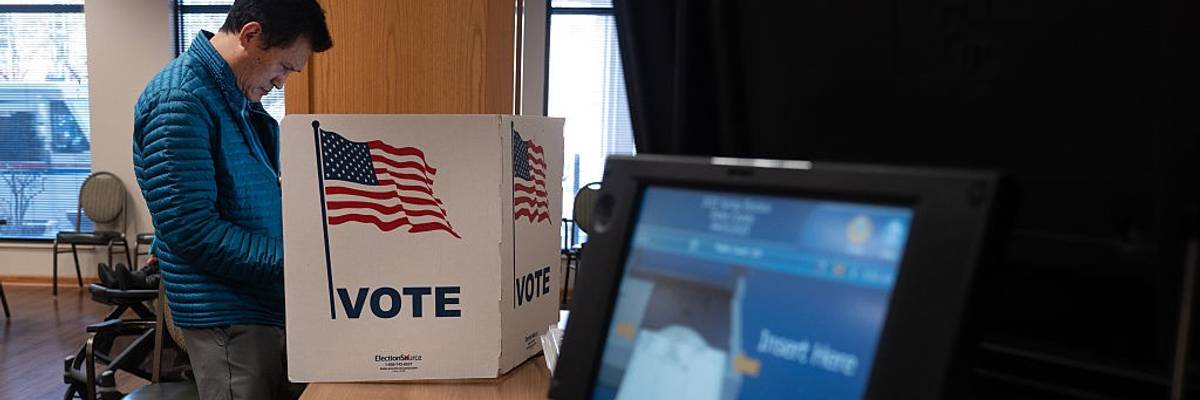 A resident votes at a polling place on April 1, 2025 in Madison, Wisconsin.