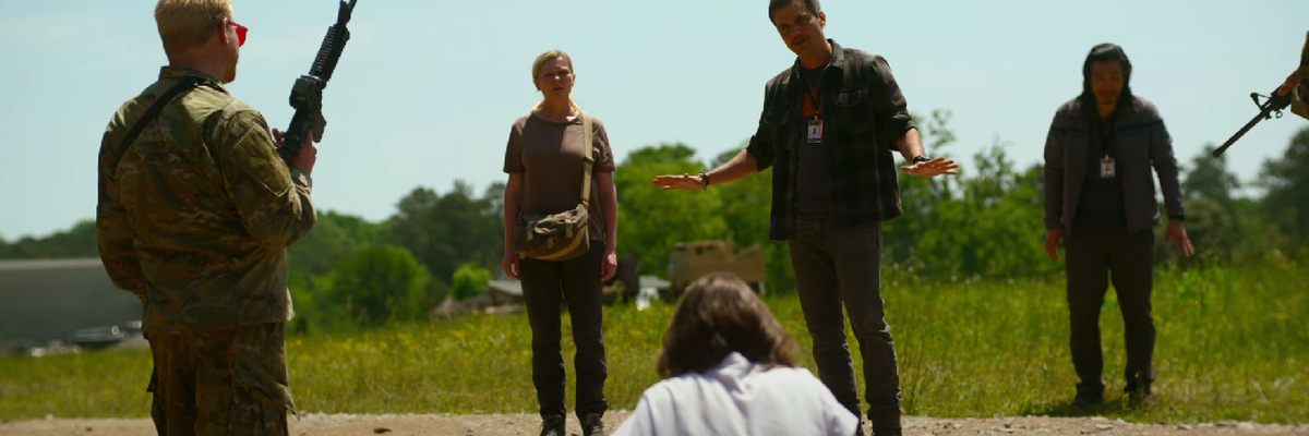 A scene from the film 'Civil War,' written and directed by Alex Garland