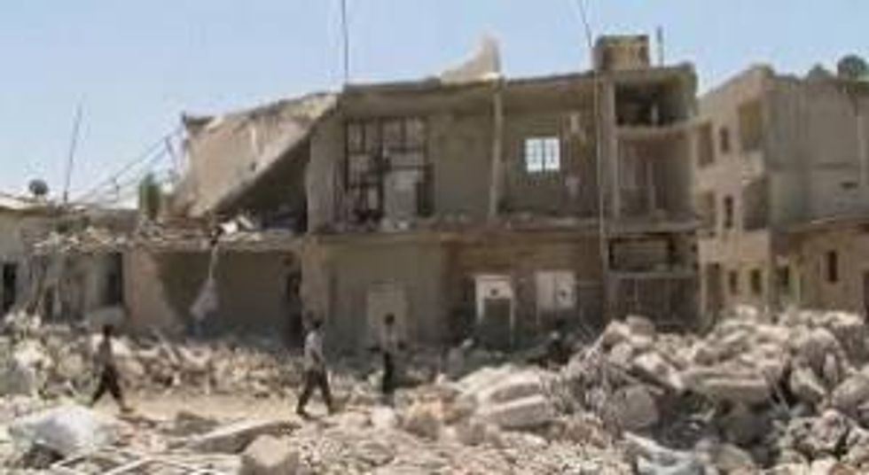 A scene of destruction after an aerial bombing in Azaz, Syria, Aug. 16, 2012. (U.S. government photo)