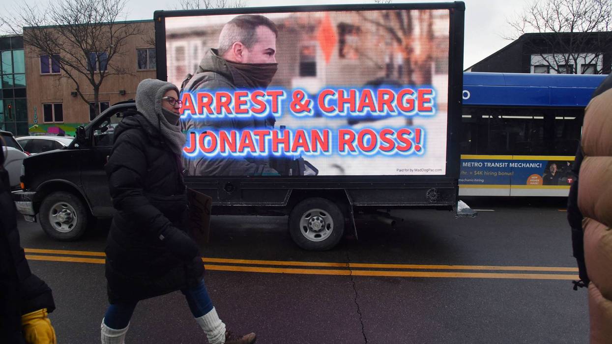 A screen reads, "Arrest and charge Jonathan Ross."