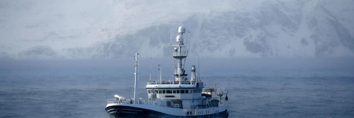 A ship in the North Barents Sea