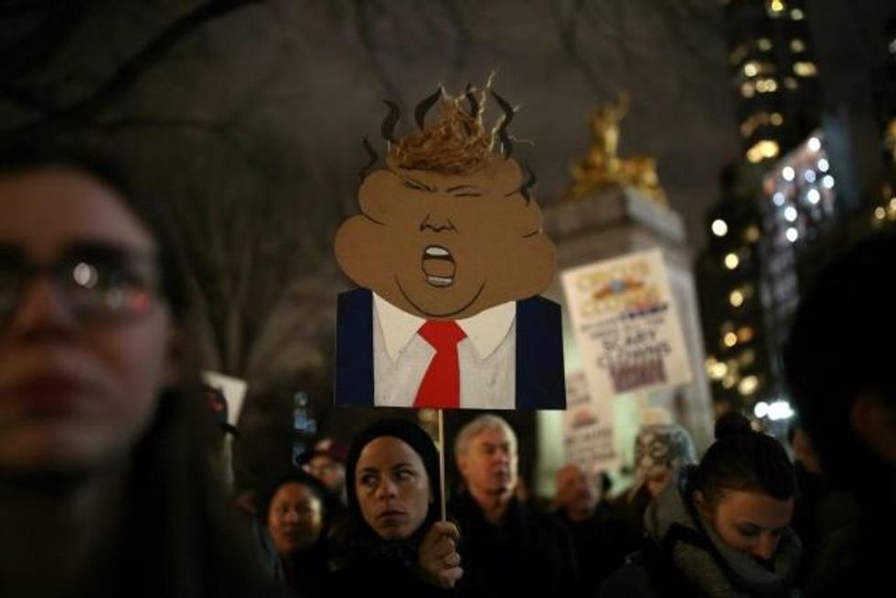 A sign during the New York City protest on the eve of the inauguration. (Photo: Reuters)