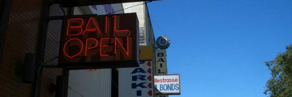 A sign for a bail bond business.