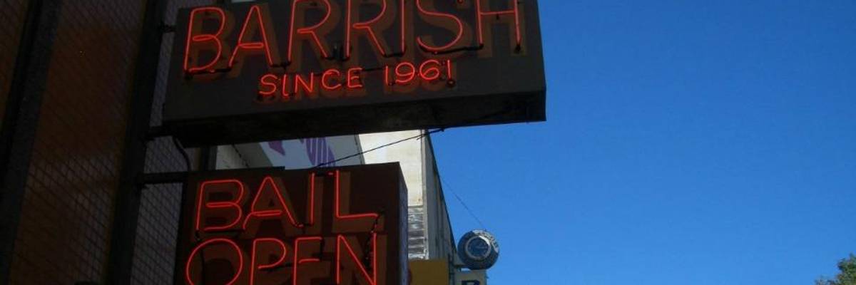 A sign for a bail bond business.