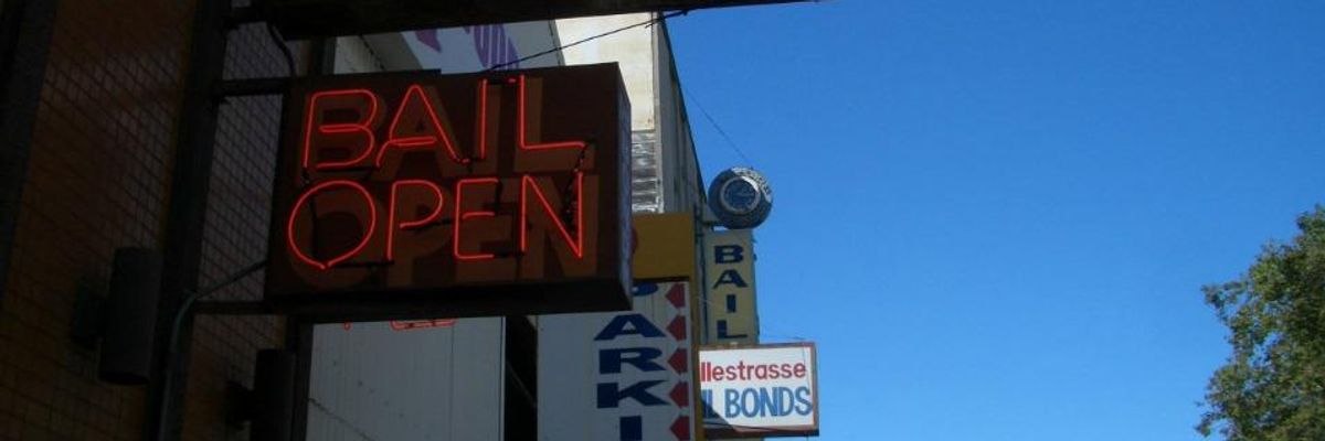 A sign for a bail bond business. 