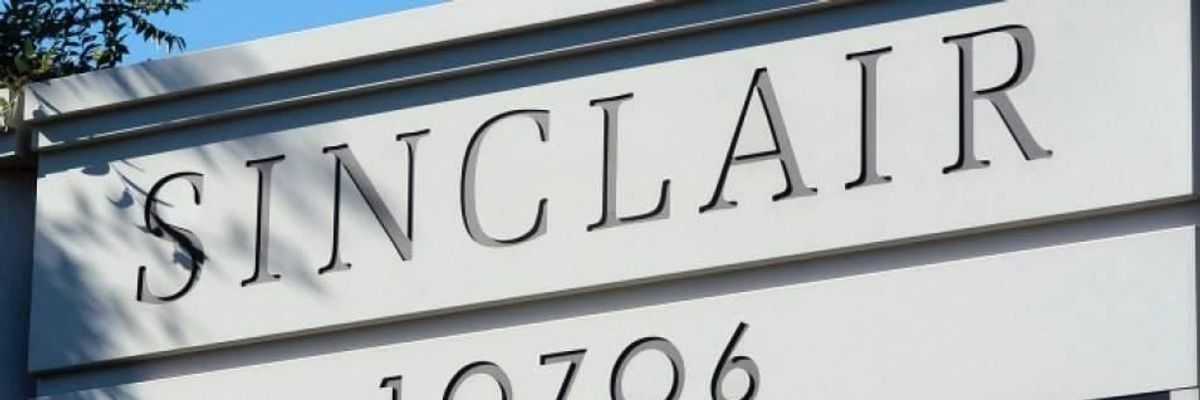 A sign for Sinclair Media.