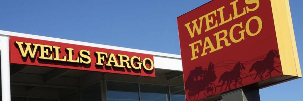 A sign hangs outside of a Wells Fargo bank branch on October 7, 2020 in Niles, Illinois.