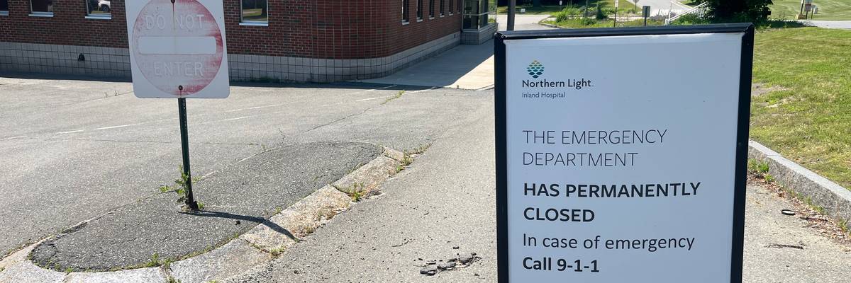 A sign in front of the former Northern Light Inland Hospital