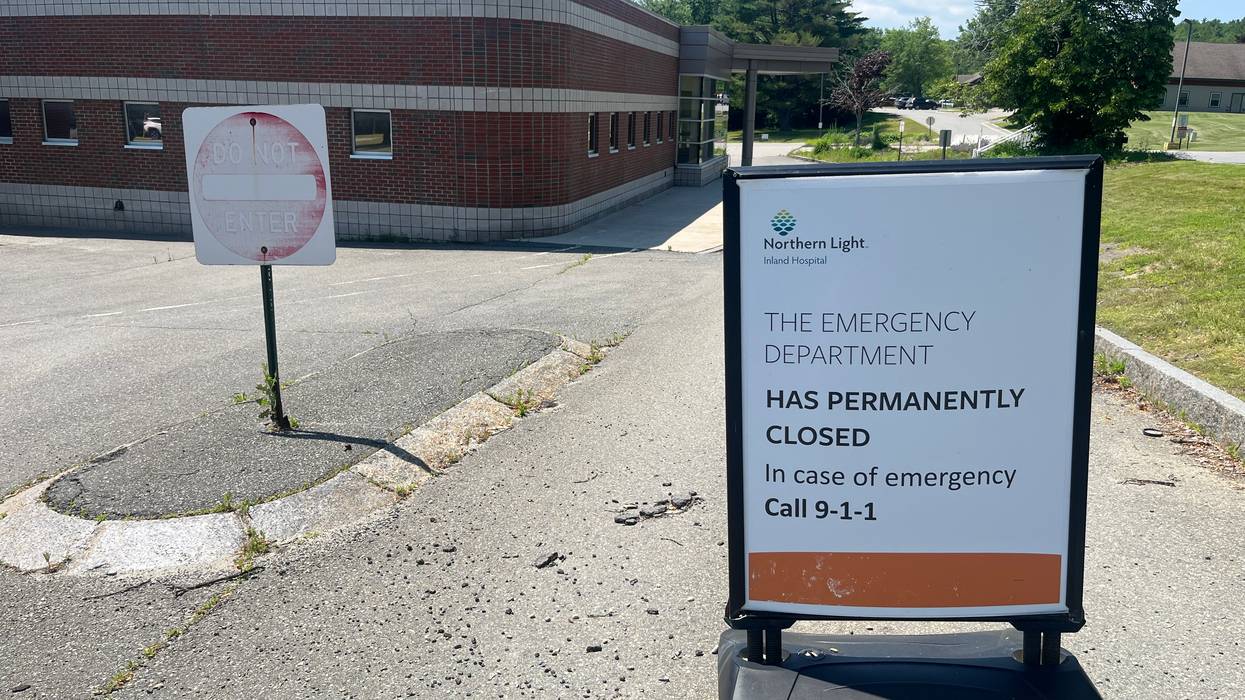A sign in front of the former Northern Light Inland Hospital