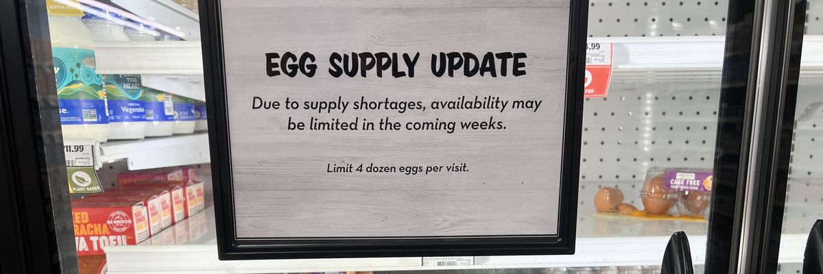 A sign indicates that, "due to supply shortages, availability may be limited in the coming weeks,"