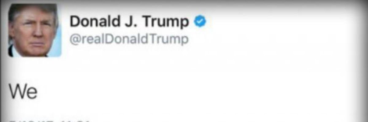 #We: Trump Tweets One Word and the People's Internet Does the Rest