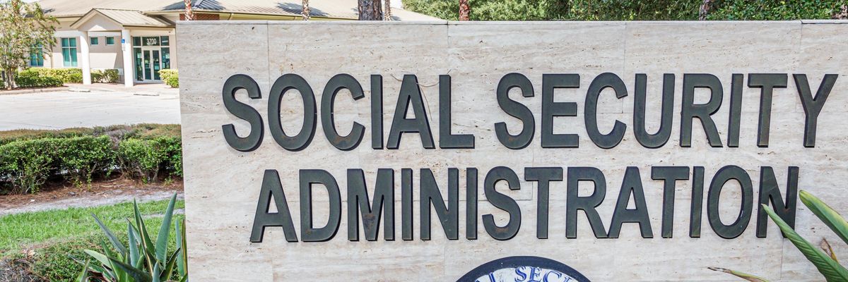 A Social Security Administration sign is seen in Sebring, Florida.
