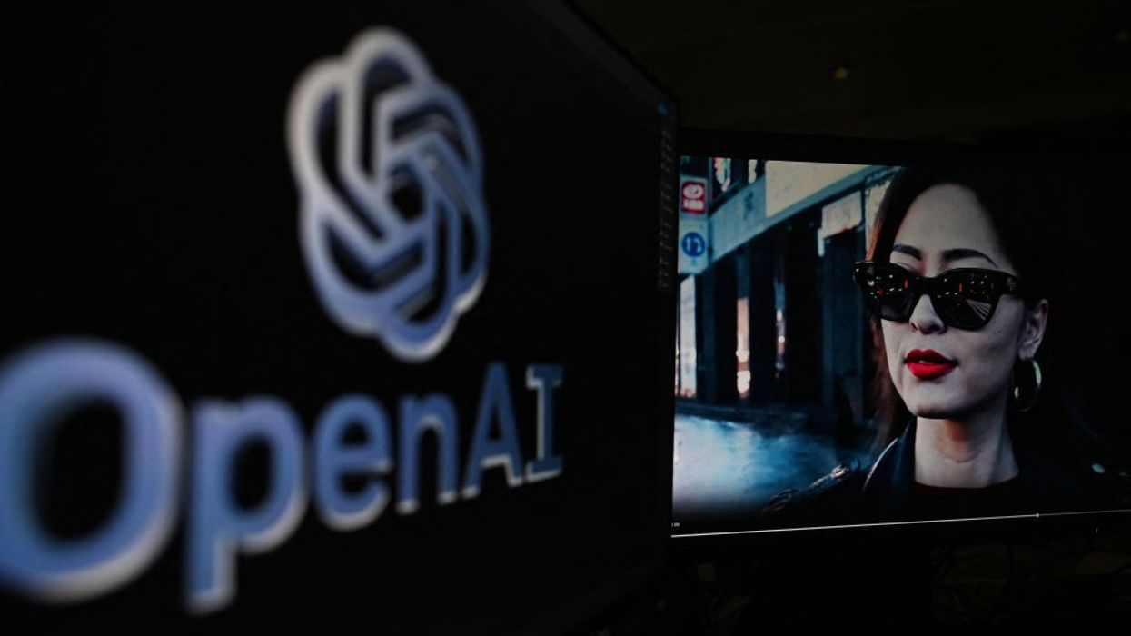 A Sora video still next to the OpenAI logo.