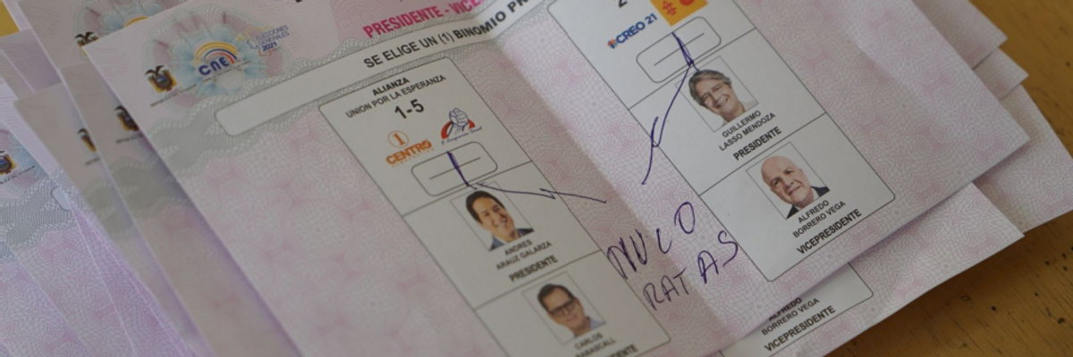 A spoiled ballot in Ecuador's recent presidential elections