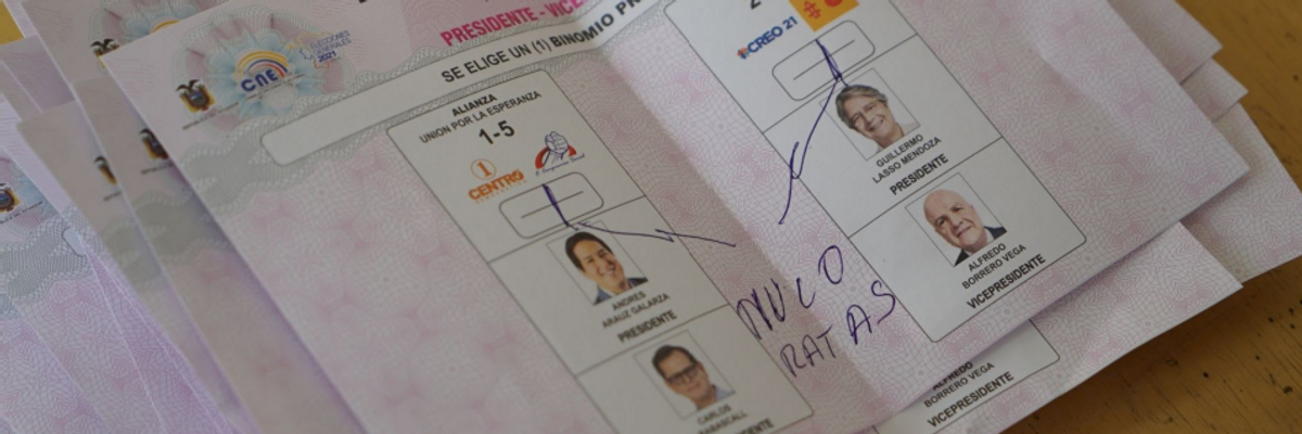 A spoiled ballot in Ecuador's recent presidential elections