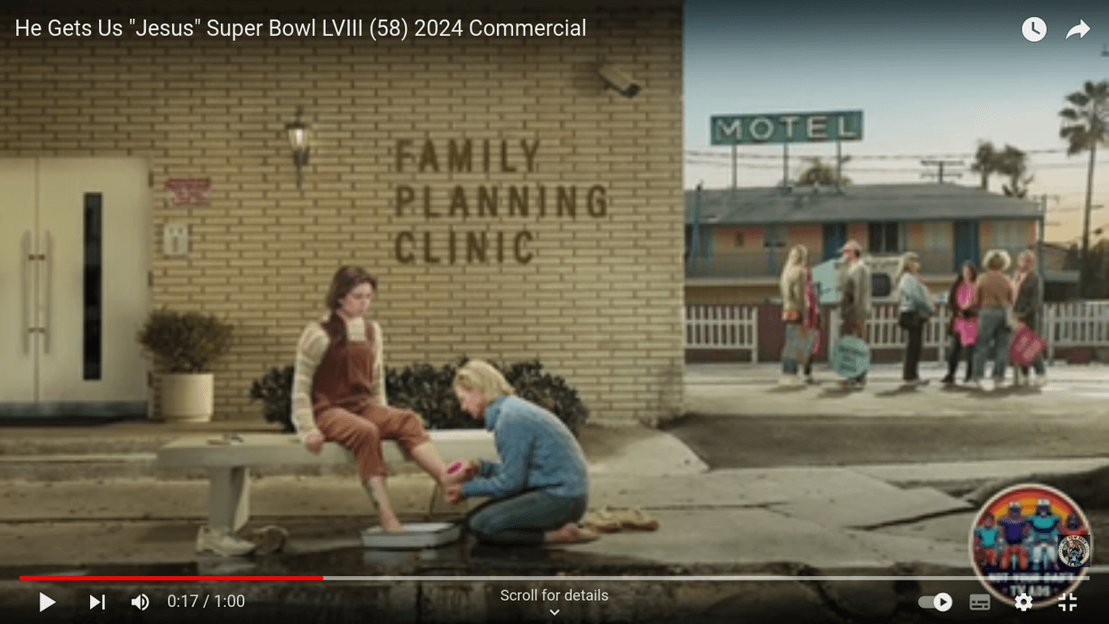 A still from the He Gets Us Super Bowl commercial.