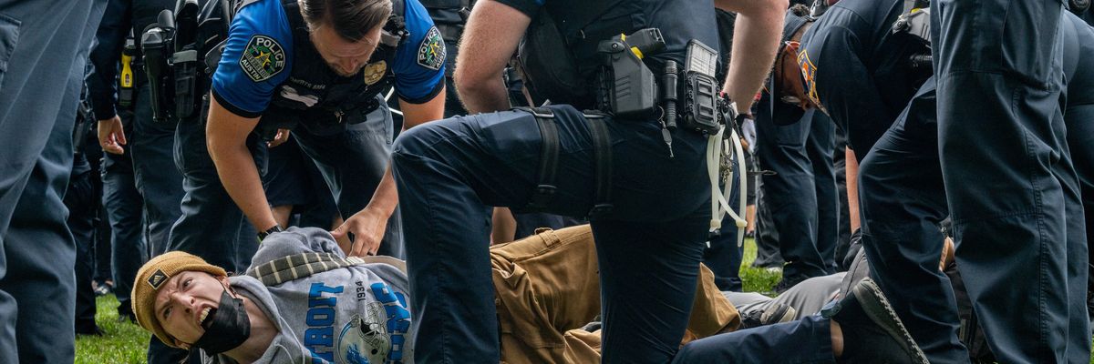 A student is arrested during a pro-Palestine demonstration