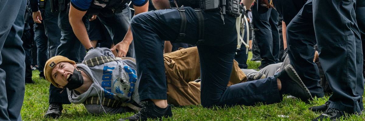 A student is arrested during a pro-Palestine demonstration