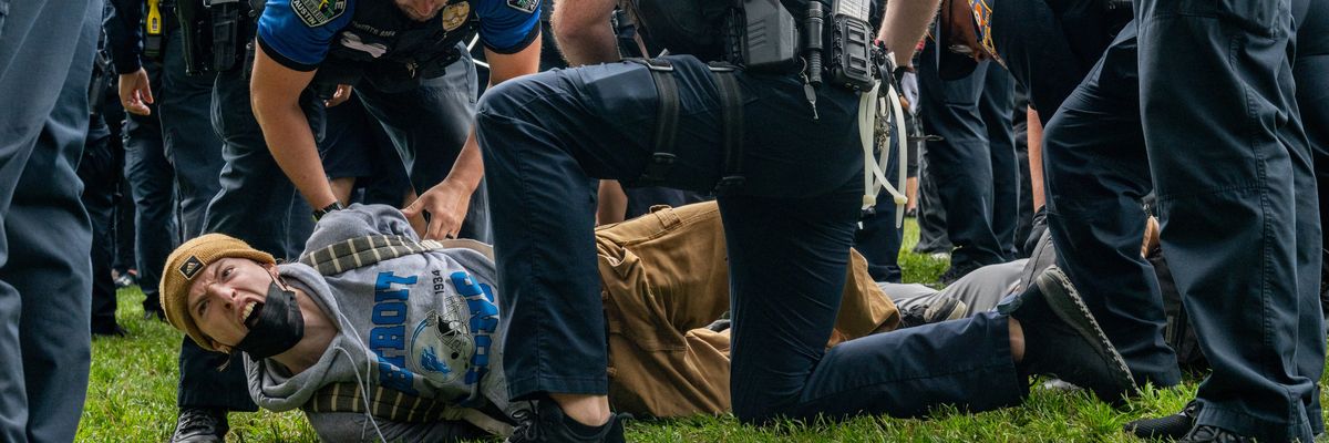 A student is arrested during a pro-Palestine demonstration