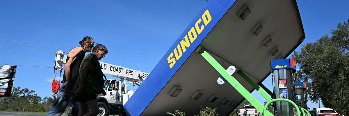 A Sunoco gas station destroyed by Hurricane Helene.