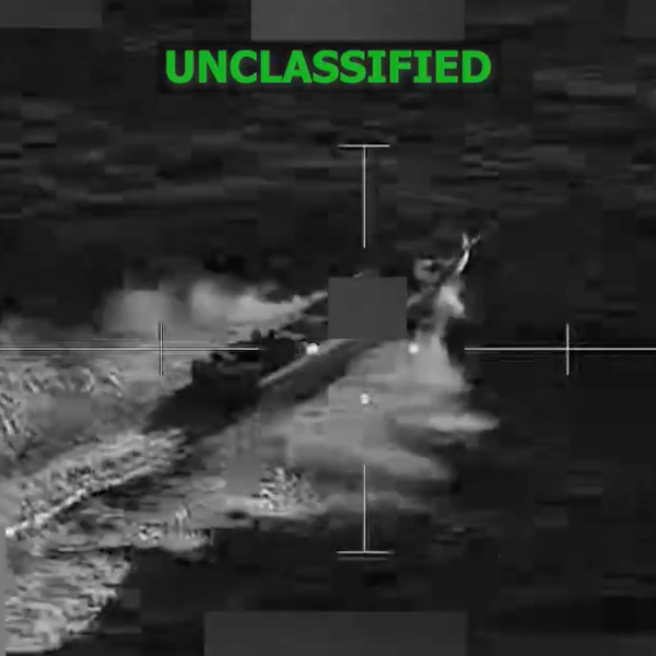 A surveillance image shows a boat in the Pacific Ocean
