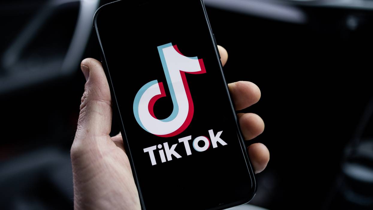 A TikTok logo is displayed on an iPhone on February 28, 2023 in London.