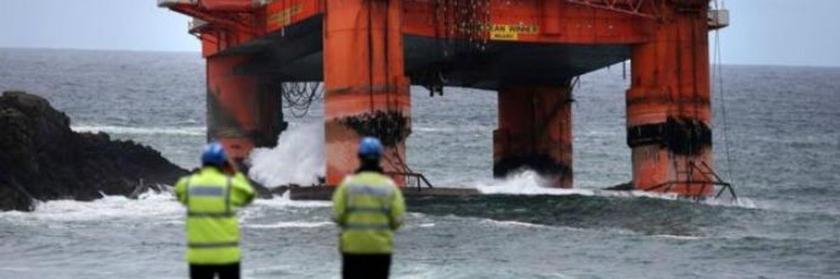 Grounded 17,000-Ton Oil Rig Leaking Diesel Near Rare North Sea Habitat