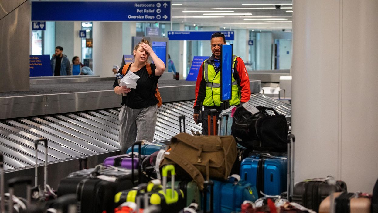 A traveler gets help from Southwest Airlines staff