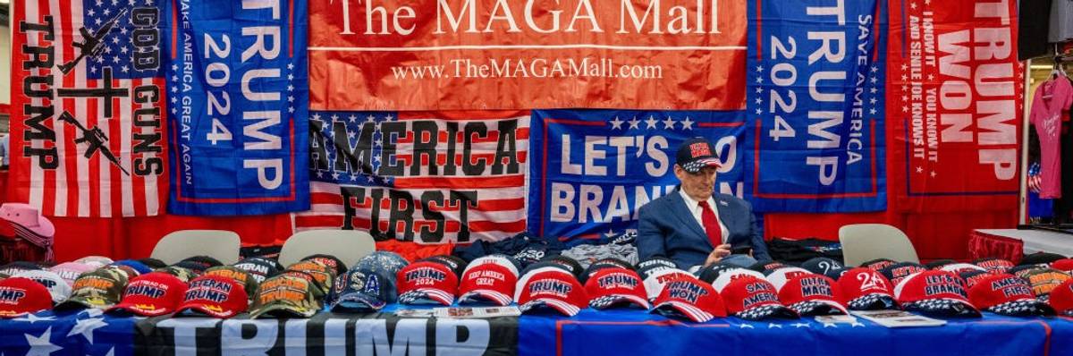 A Trump merchandise table