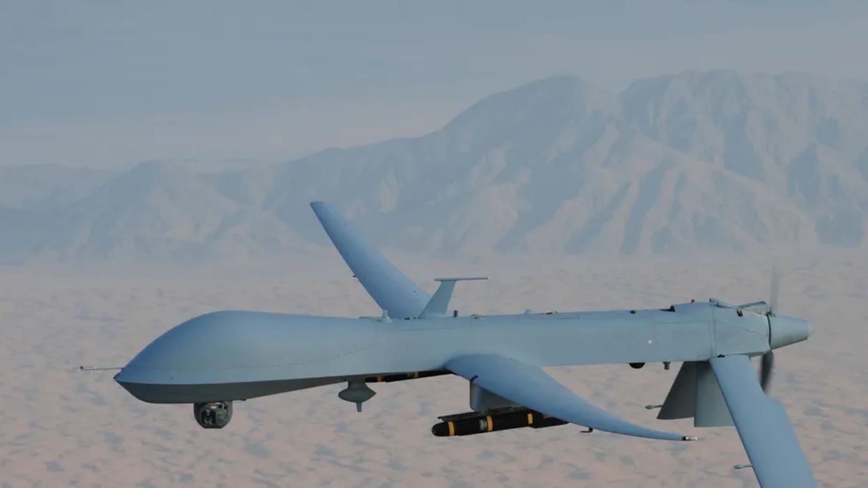 A U.S. Predator drone armed with a Hellfire missile