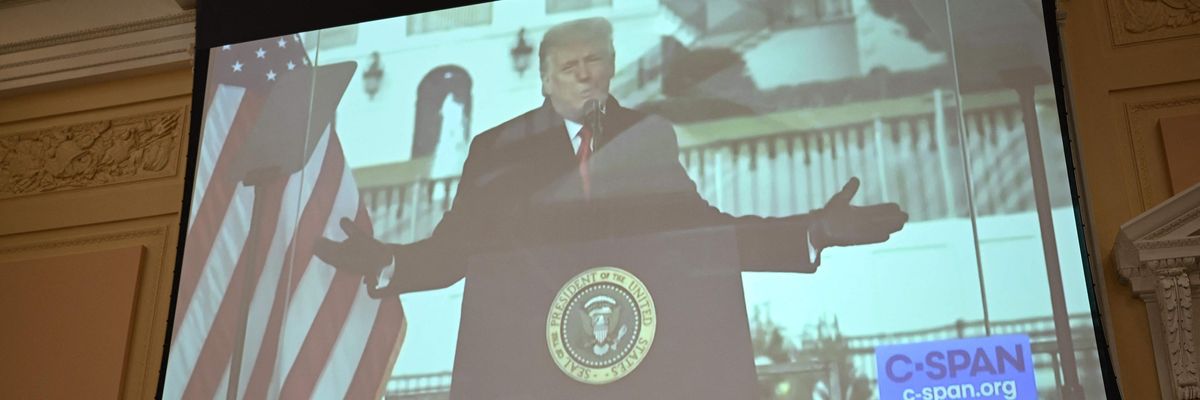 A video showing Donald Trump during the January 6 Committee hearing