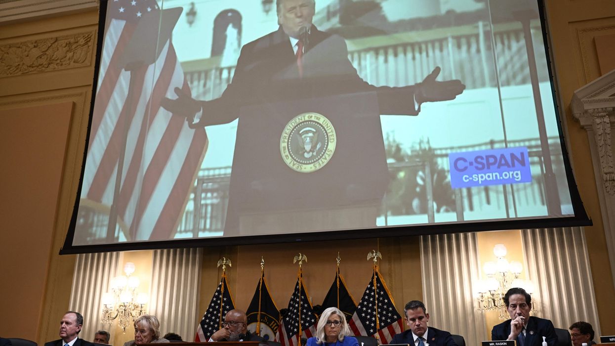 A video showing Donald Trump during the January 6 Committee hearing