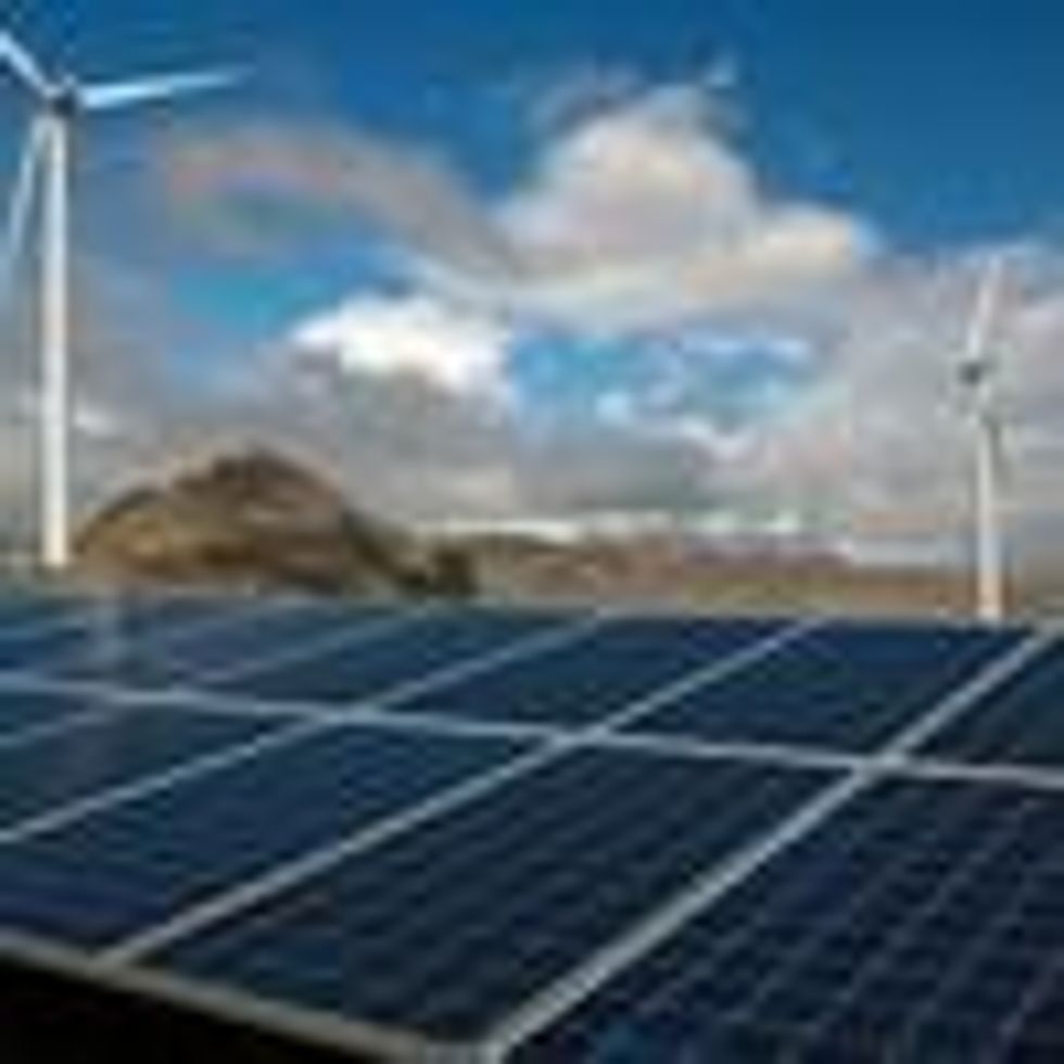 A view of the Los Angeles Department of Water and Power's Pine Tree Wind Farm and Solar Power Plant in the Tehachapi Mountains on March 23, 2021 in Kern County. (Photo: Irfan Khan/Los Angeles Times via Getty Images)