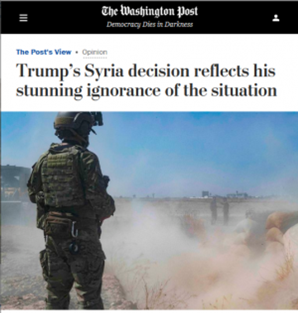 A Washington Post editorial (10/7/19) starts from the premise that