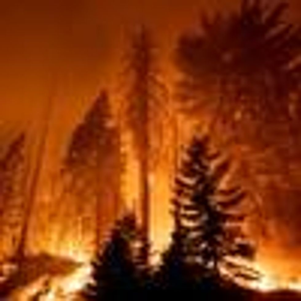 A wildfire burns in California