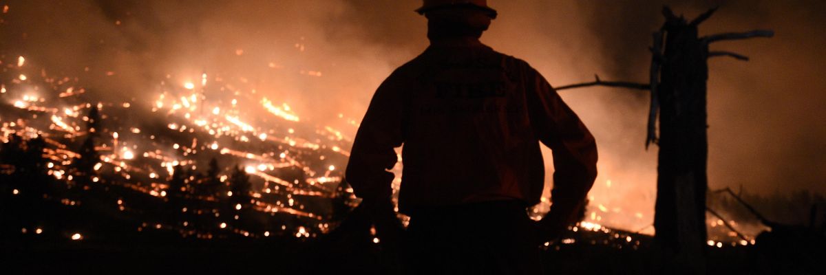 A wildfire rages in Northern California