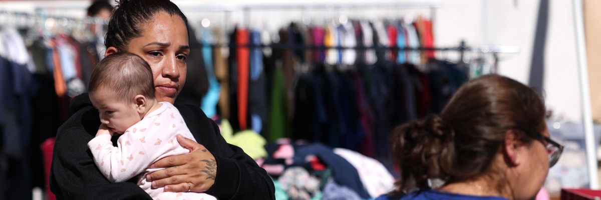 A woman and child at a neighborhood center.