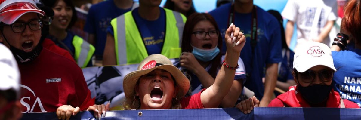 A woman at the We Can't Wait rally on June 24, 2021