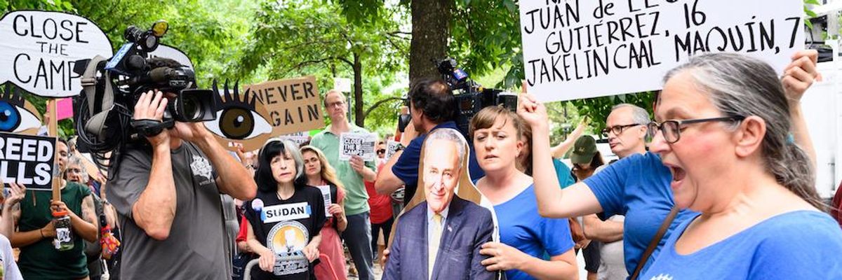 'Chuck Schumer Has Some Dinner Guests': Protesters Outside of Minority Leader's Home Demand Action on Detention Camps