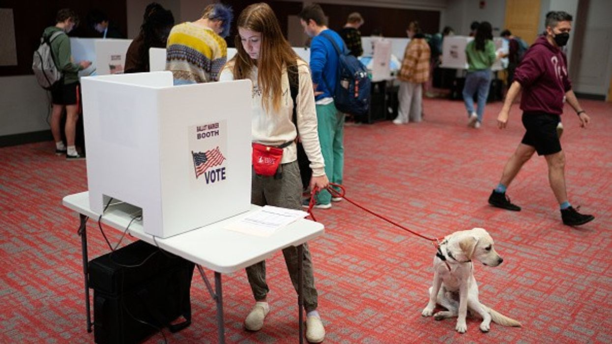 A woman votes in Columbus, Ohio