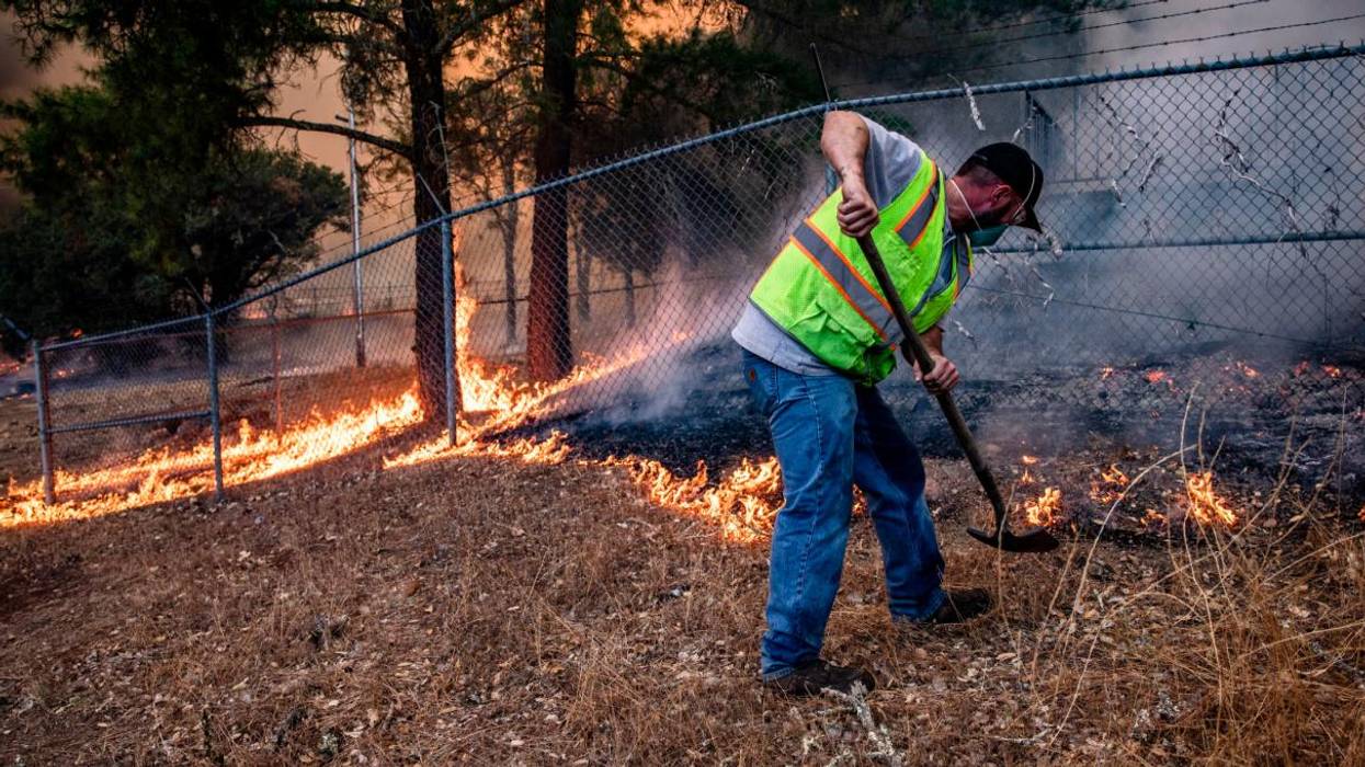 A worker in Northern Calfornia during a wildfire
