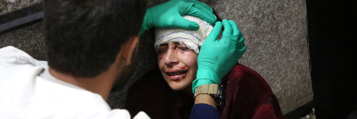 A wounded person receives treatment at a local hospital in the southern Gaza Strip