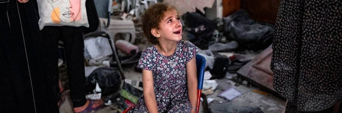 A young girl cries in Gaza