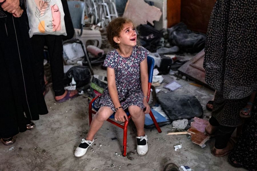 A young girl cries in Gaza