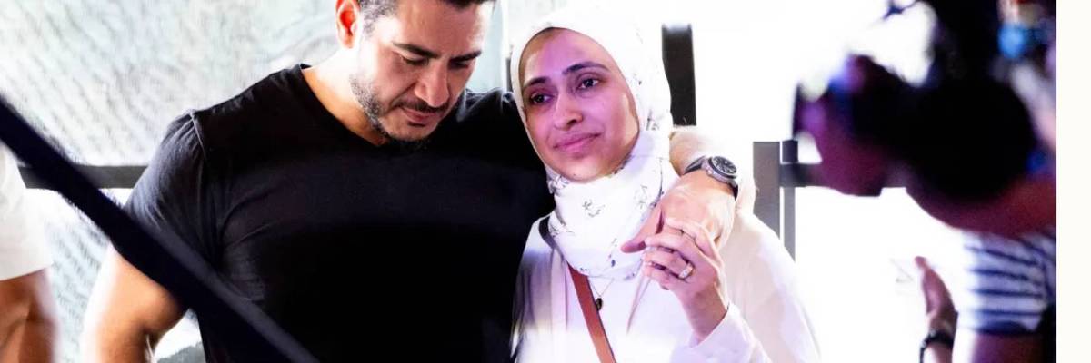 Abdul El-Sayed and his wife Sarah Jukaku at campaign event