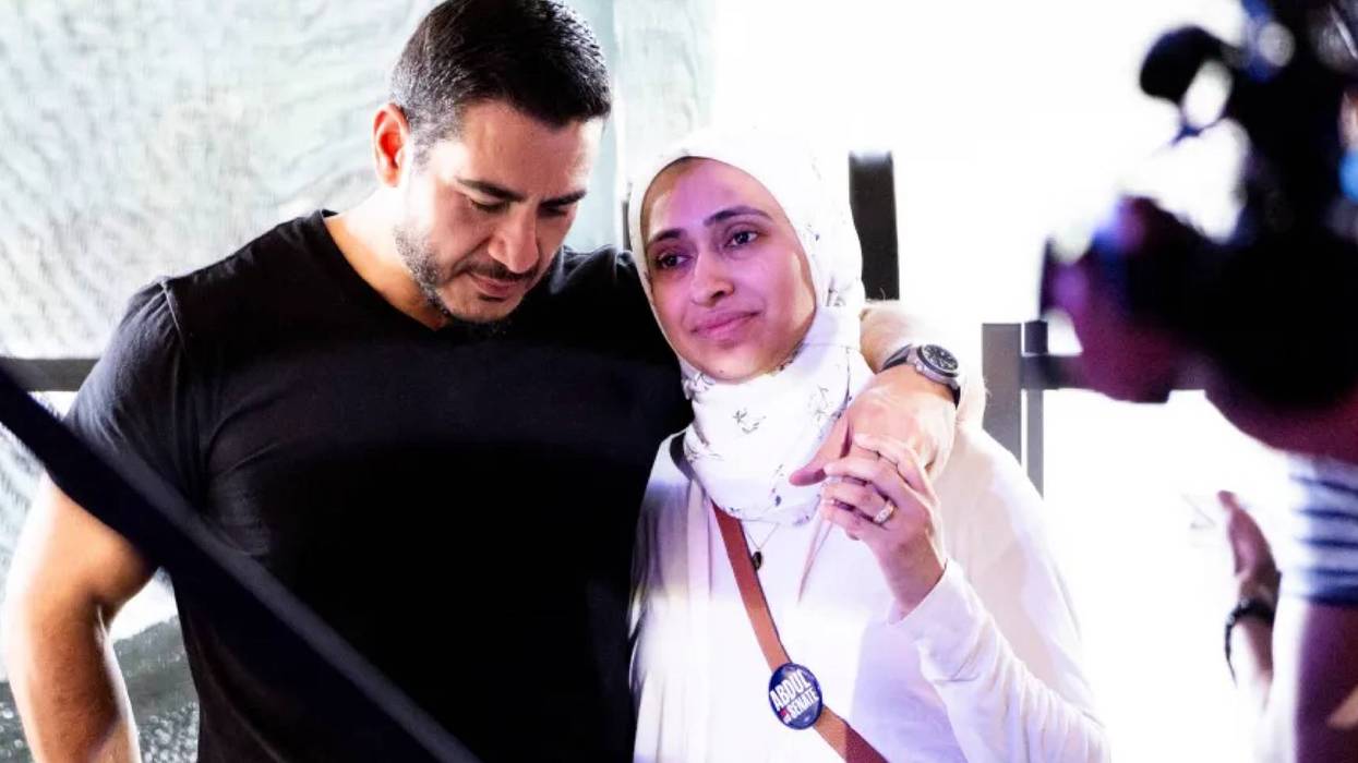 Abdul El-Sayed and his wife Sarah Jukaku at campaign event